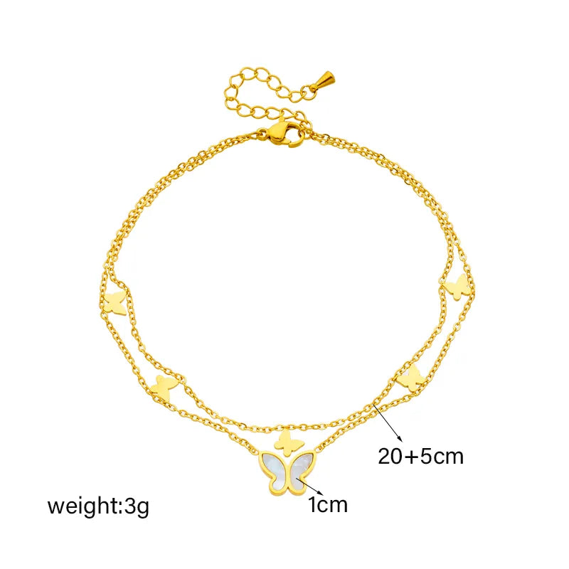 Castle Titanium Steel Layered Plating 18k Gold Plated Women's Anklet