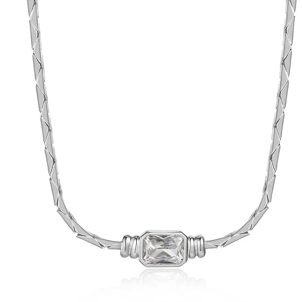 Stainless Steel Streetwear Elegant Plating Inlay Geometric Zircon Necklace Bracelets