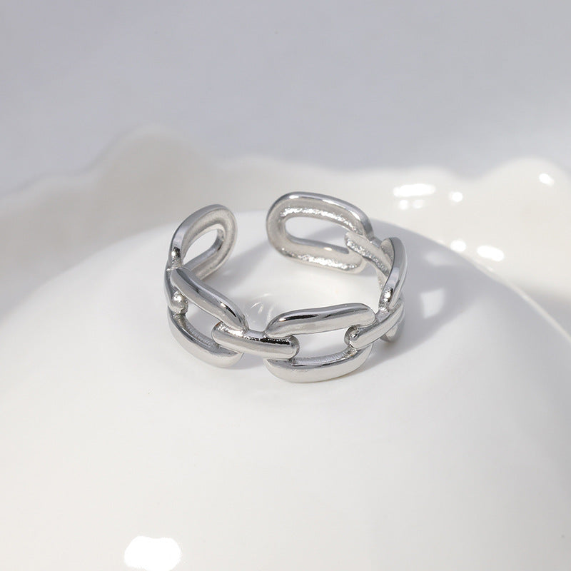 Solid Color Stainless Steel Chain Open Ring