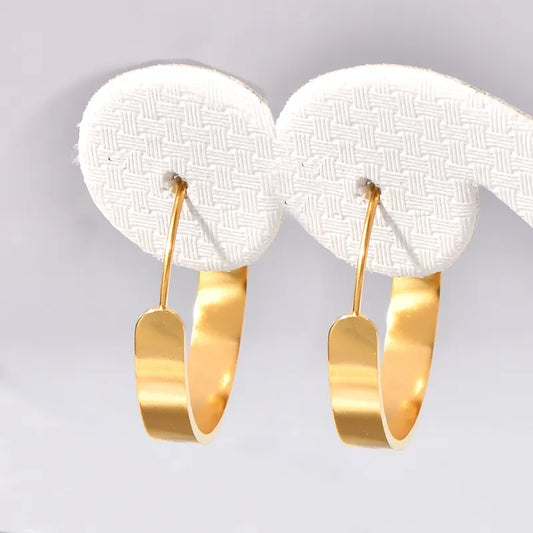 1 Pair Glam Shiny Semicircle Oval Plating 304 Stainless Steel 18K Gold Plated Earrings