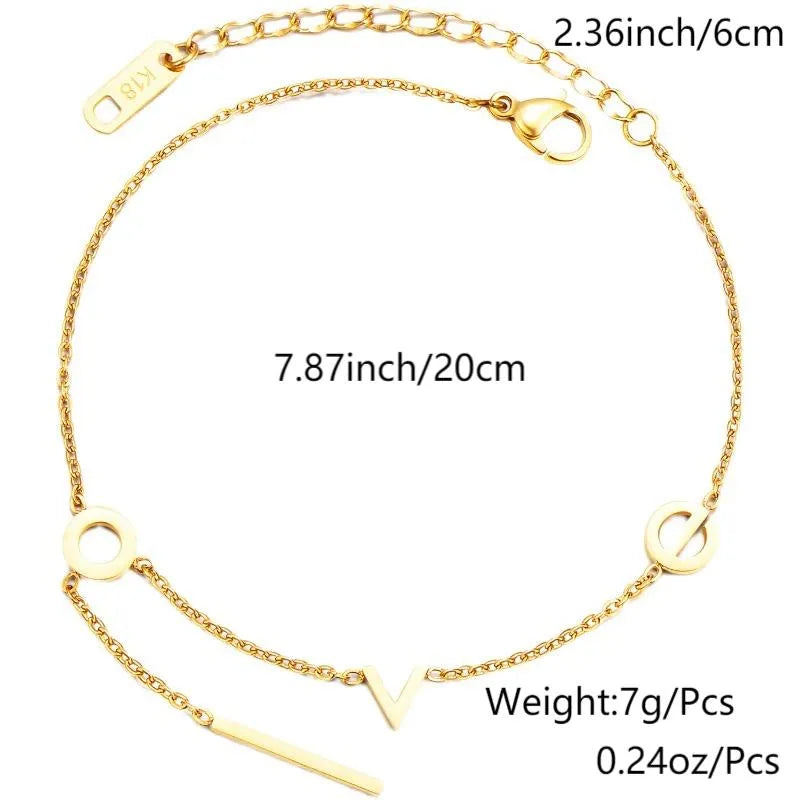 LOVE Sexy Letter Stainless Steel 18k Gold Plated Anklet