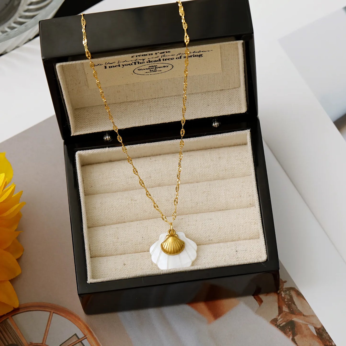 Marine Style Beach Tortoise Scallop Dolphin 304 Stainless Steel Shell 18K Gold Plated Pendant Necklace