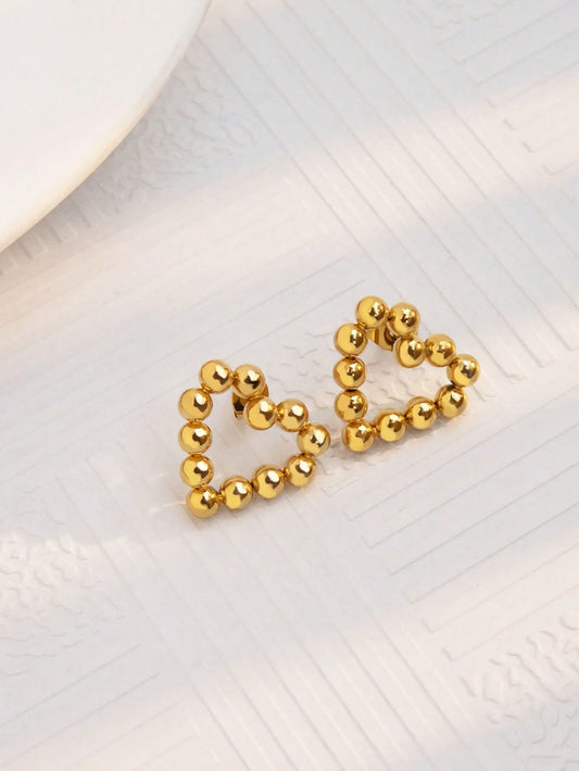 Geometric Heart Shape 304 Stainless Steel None 18K Gold Plated Ear Stud