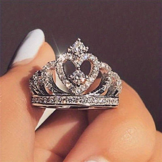 Crown Diamond Princes Silver Plated Ring