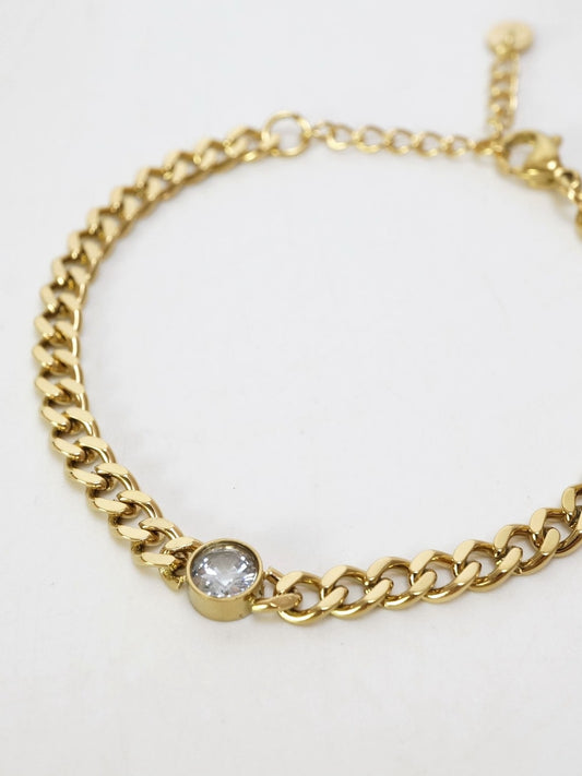 Circle Zircon 18K Gold Plated and Stainless Steel Bracelet