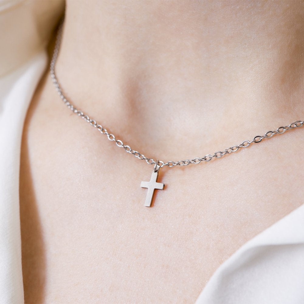 Cross Stainless Steel Gold Plated Pendant Necklace