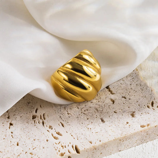 Dynamic Line 18K Gold Plated and Stainless Steel Ring