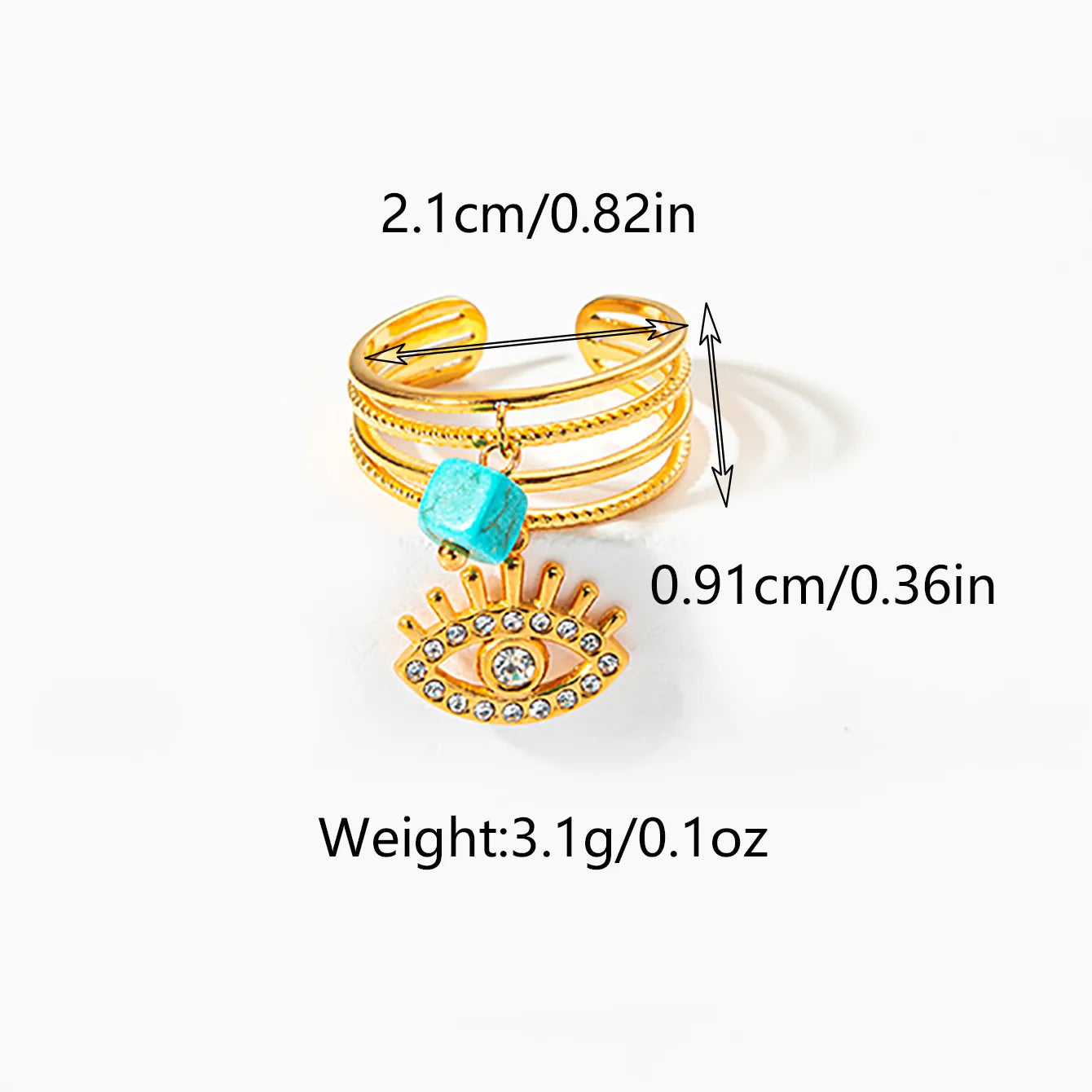 Stainless Steel Gold Plated Casual Funny Simple Style Inlay Devil's Eye Heart Shape Zircon Open Ring