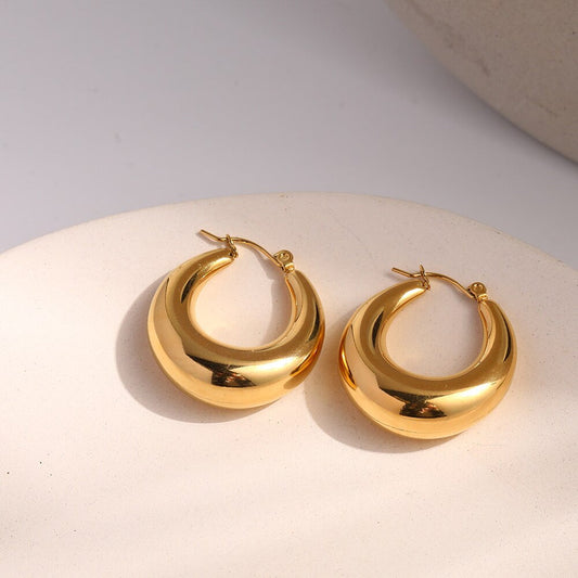 Chunky 304 Stainless Steel 18K Gold Plated Hoop Earring