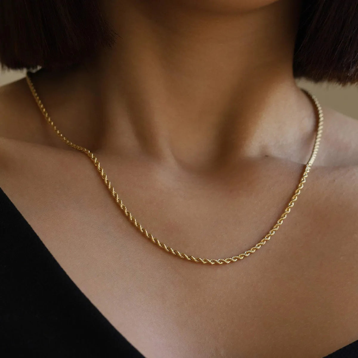 Twist 304 Stainless Steel 18K Gold Plated Plating Necklace