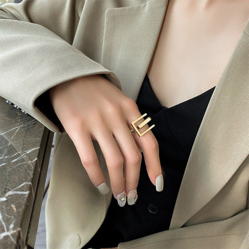 Simple Style Commute Solid Color Stainless Steel Plating Gold Plated Rings