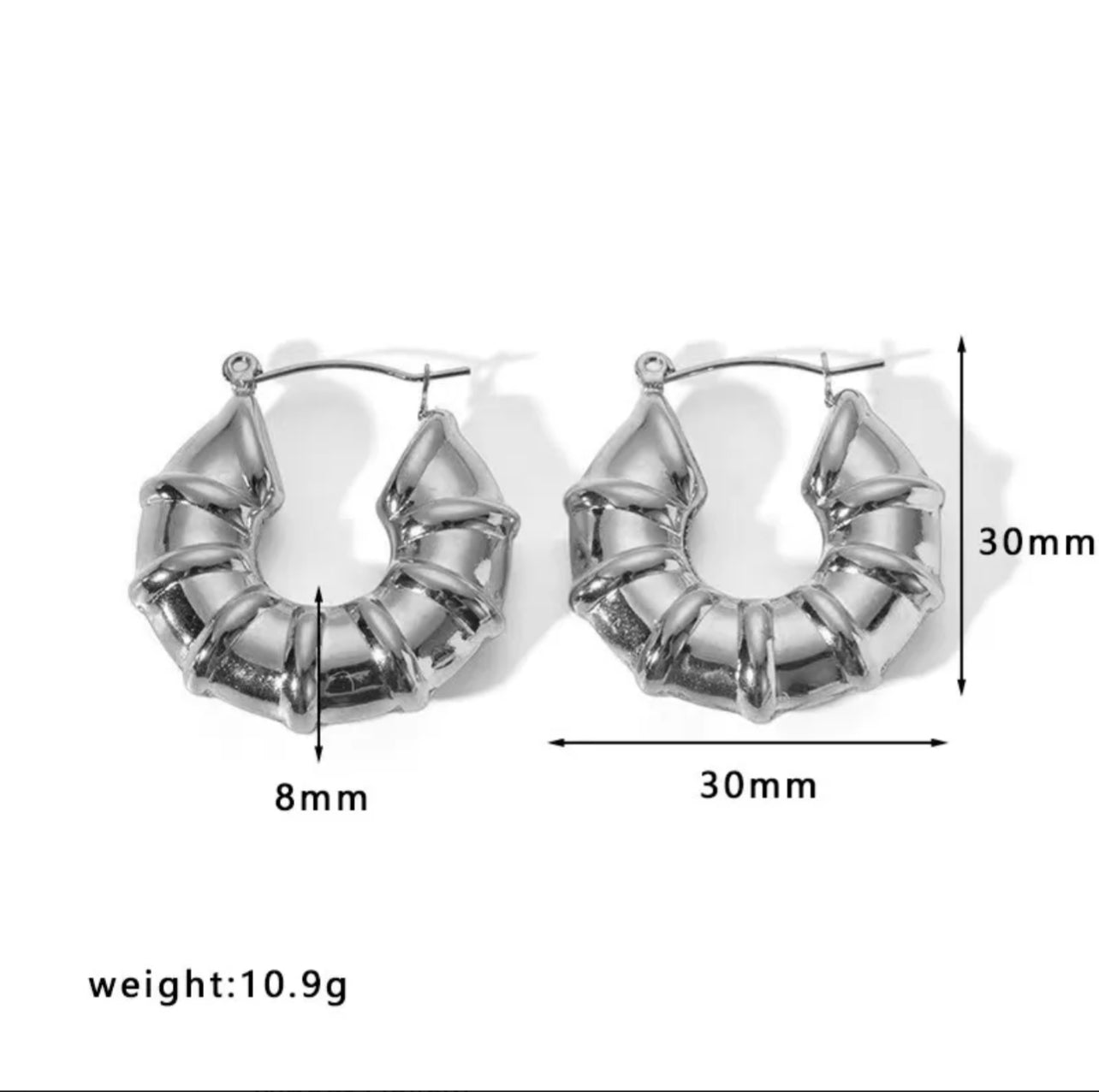 Bamboo Hollow Silver Color Plating 304 Stainless Steel Earring