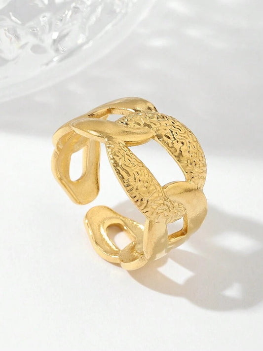 Gold Link Chain 18K Gold Plated Ring