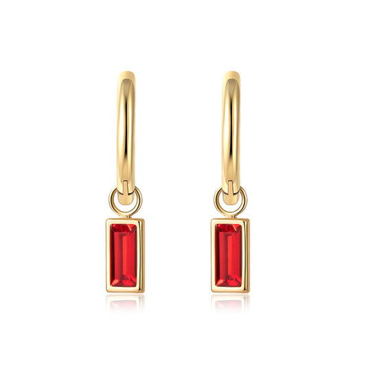 Simple Style Geometric Gold Plated 304 Stainless Steel Titanium Steel Glass 18K Gold Plated Earrings