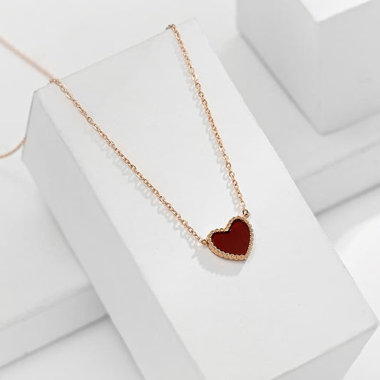 Heart Rose Gold Heart Shape Titanium Steel Plating Pendant Necklace