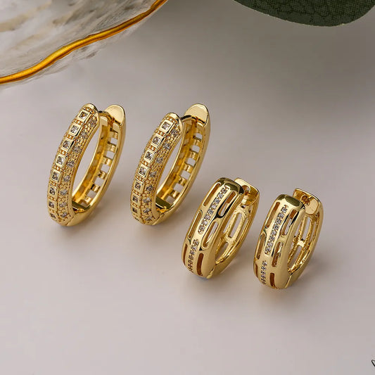 Simple Style Commute Round Plating Inlay Copper Zircon 18k Gold Plated Hoop Earring