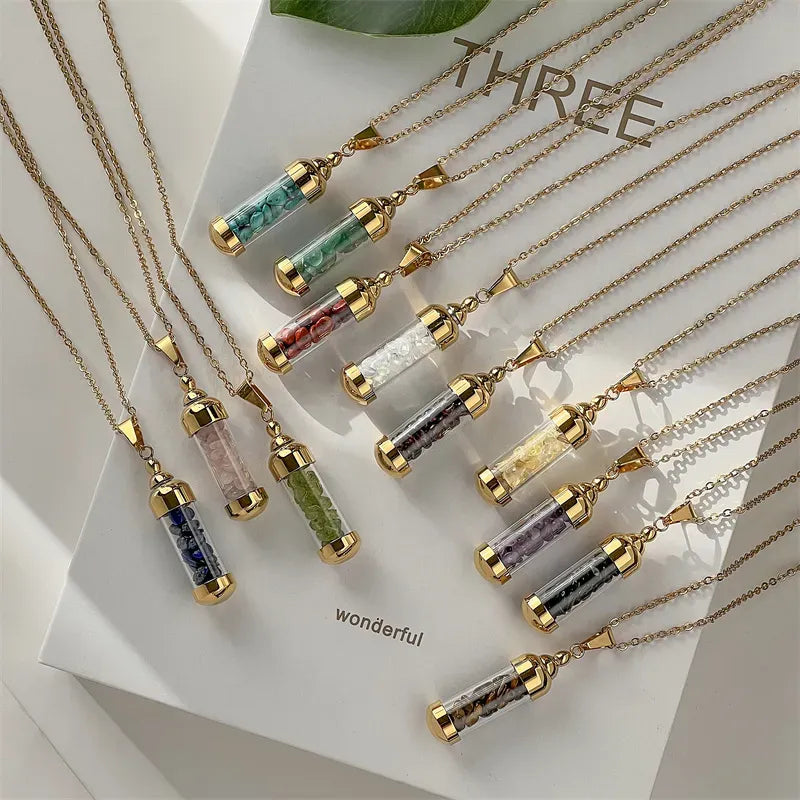 Streetwear Geometric Stainless Steel Gravel Plating 18K Gold Plated Pendant Necklace