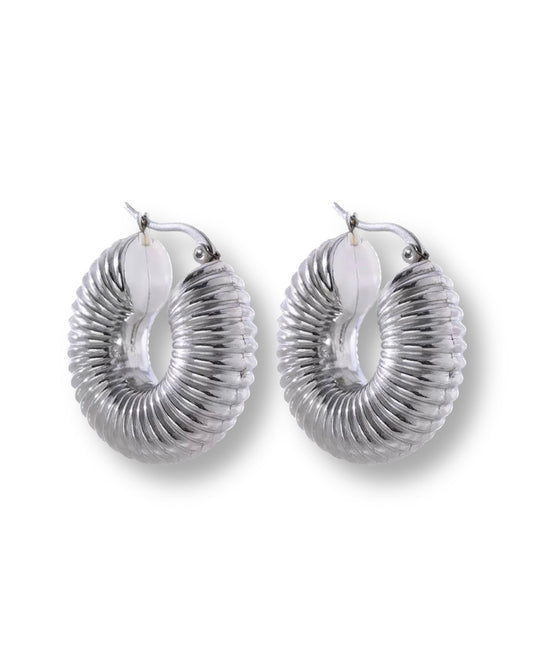 Silver Stainless Steel Shell Hoop Earring