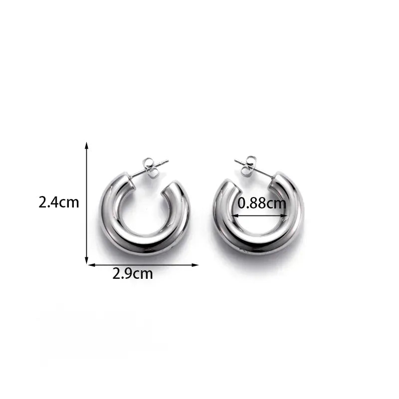 C Shape Water Droplets Plating Stainless Steel 18K Gold Plated Ear Studs