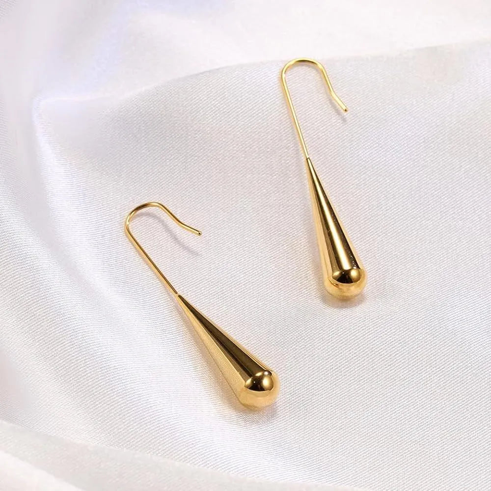 Elegant Simple Style Solid Color Polishing Plating Stainless Steel 18K Gold Plated Drop Earrings