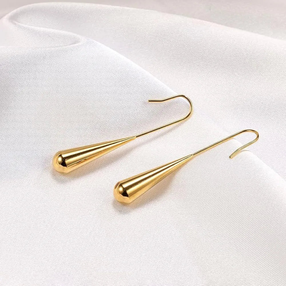 Elegant Simple Style Solid Color Polishing Plating Stainless Steel 18K Gold Plated Drop Earrings