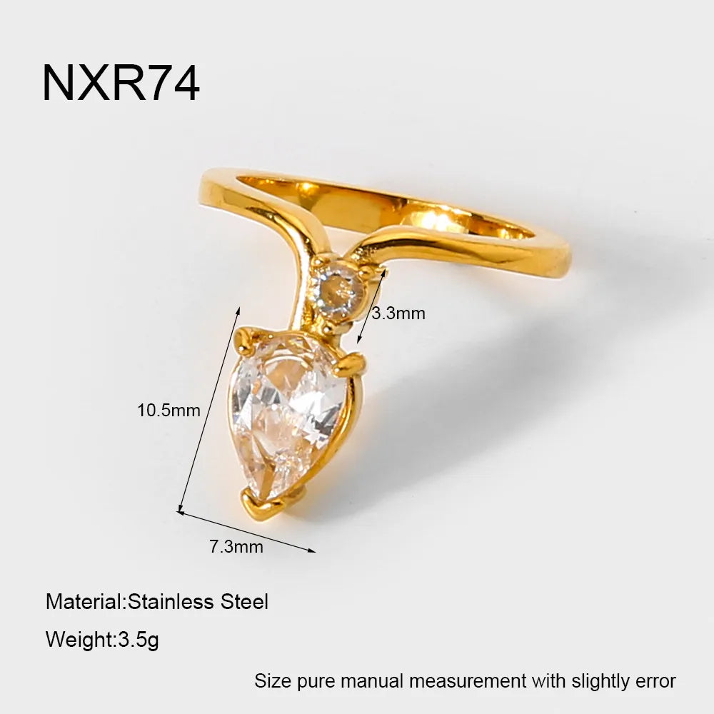 Luxury Water 18K Gold Plated  Stainless Steel Exquisite Ring