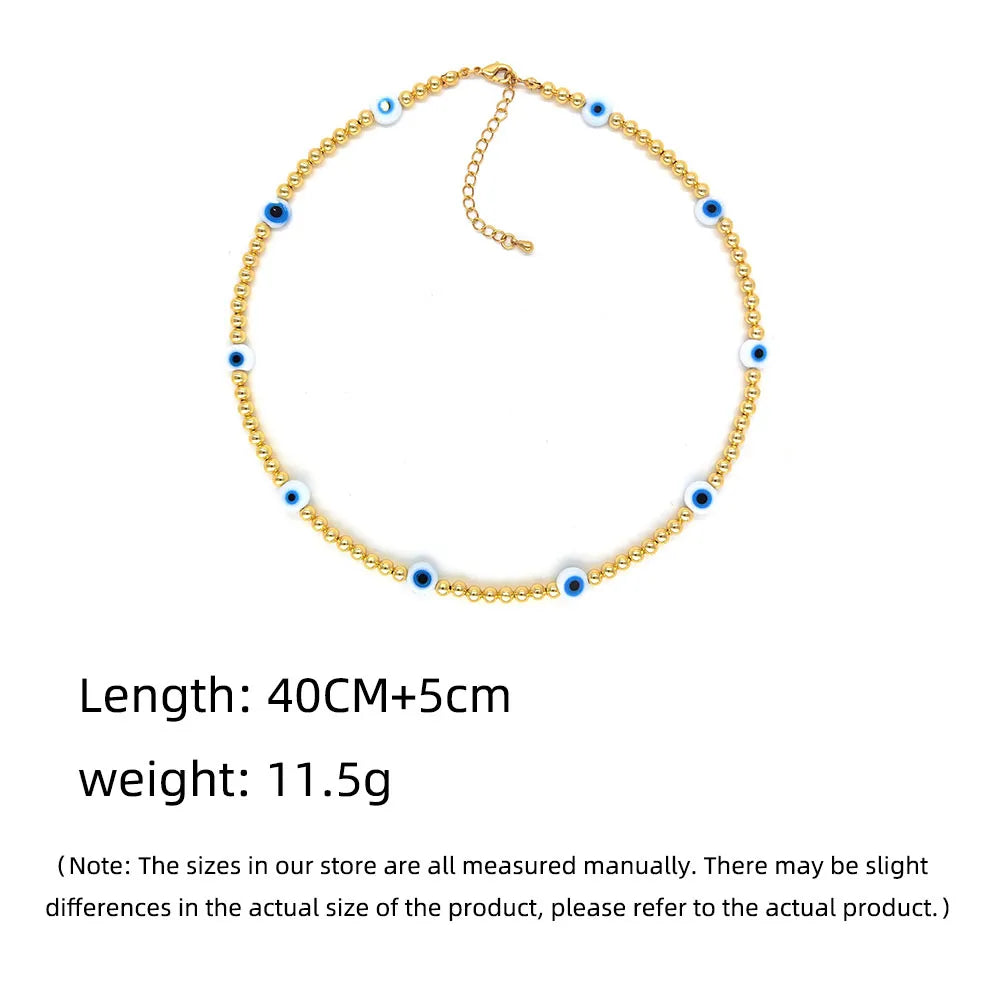 Evil Eye Beaded Glass Copper Plating 18k Gold Plated Choker