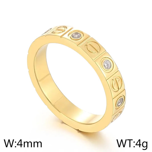 Popular Style Titanium Steel and 18K Gold Plated Ring