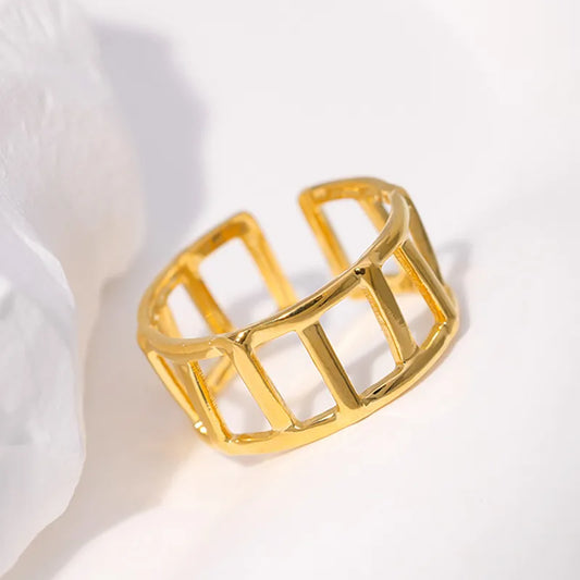 Fashion Lines 304 Stainless Steel 18K Gold Plated Plating Stainless Steel Rings