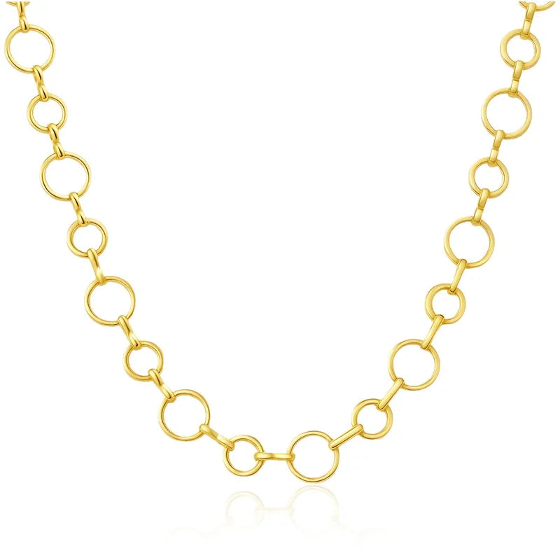 Stylish  Oval Stainless Steel 18K Gold Plated Necklace