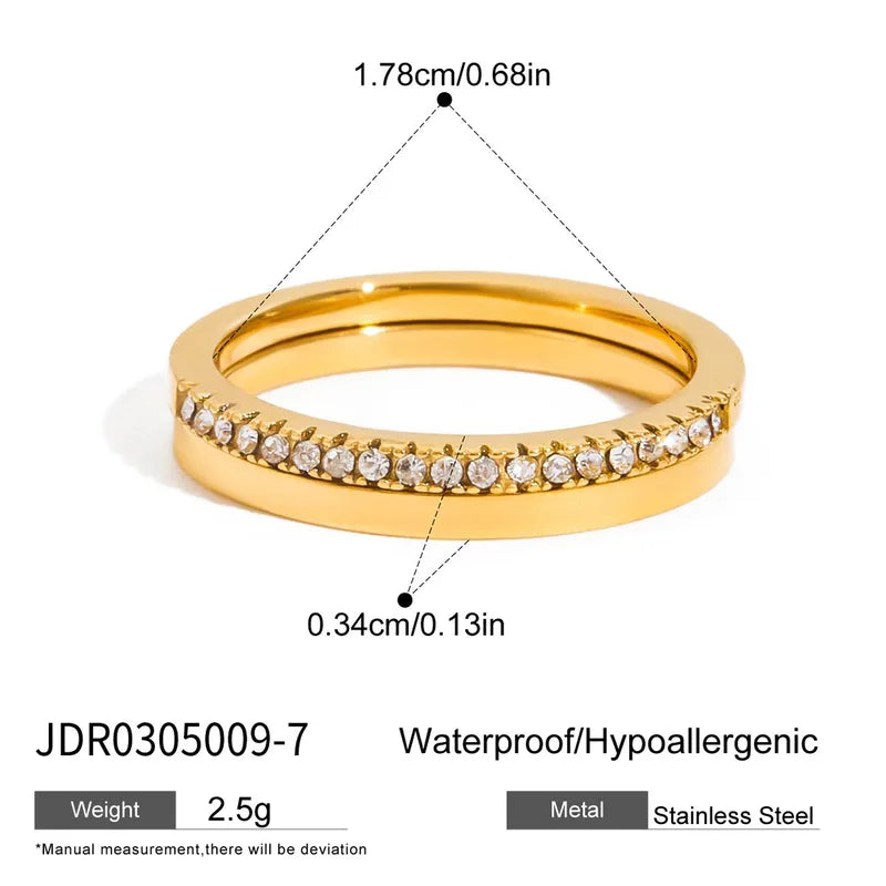 Exaggerated Rhinestone 304 Stainless Steel 18K Gold Plated Ring