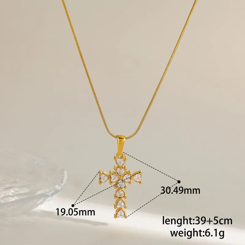 Crossed Heart 18K Gold Plated 304 Stainless Steel Necklace