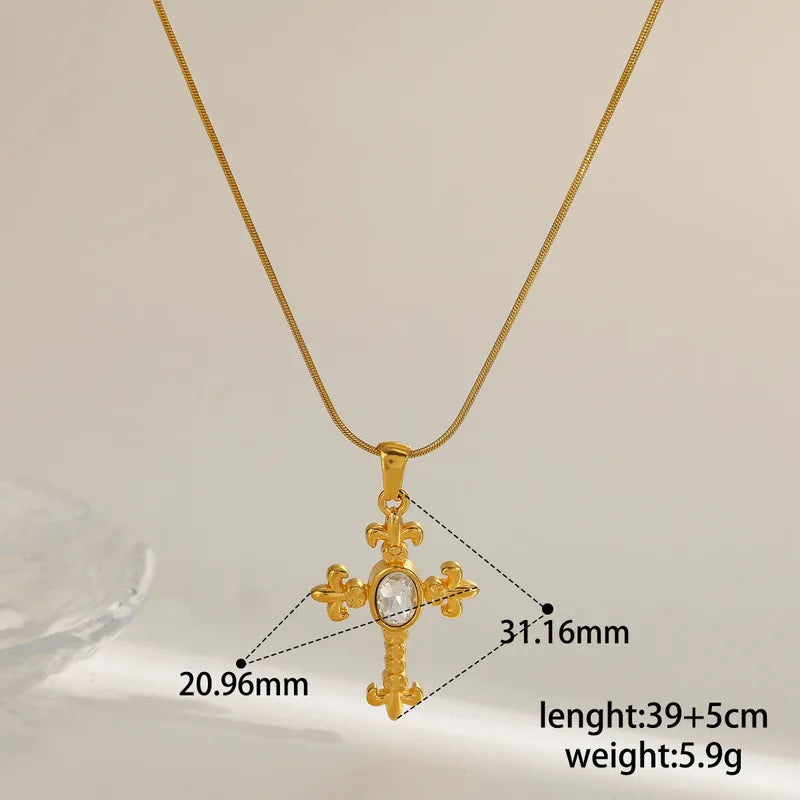 Crossed Heart 18K Gold Plated 304 Stainless Steel Necklace