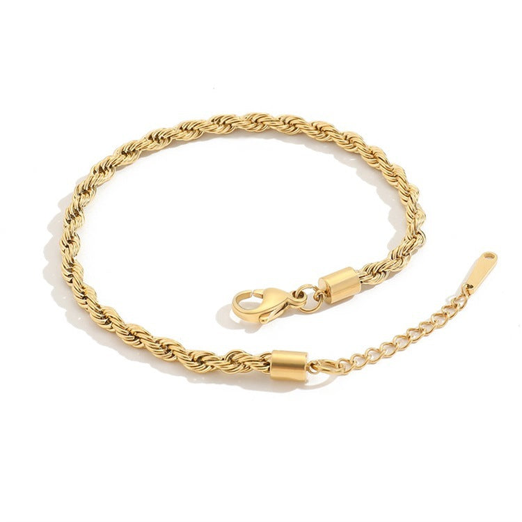 Rose Gold 14k Gold-plated Stainless Steel Twist Anklet