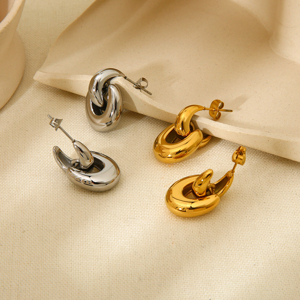 Lady Geometric Plating 304 Stainless Steel Drop Earrings