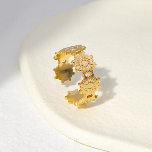 Flower 304 Stainless Steel 18K Gold Plated Stainless Steel Ring
