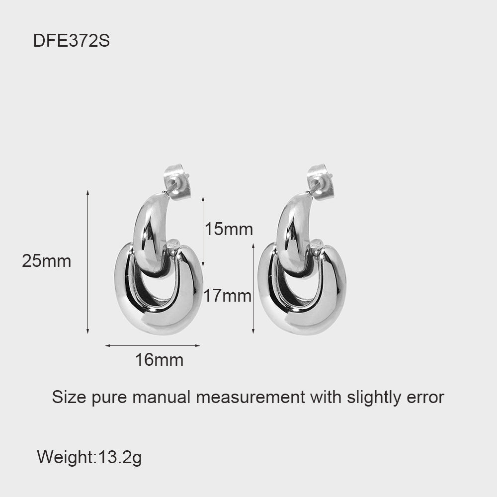 Lady Geometric Plating 304 Stainless Steel Drop Earrings