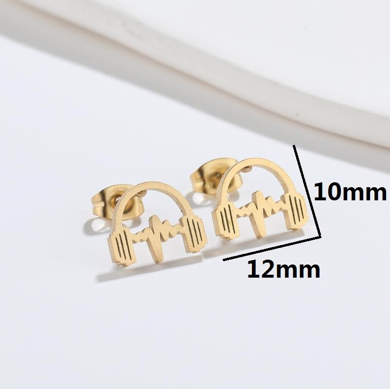 Headset Titanium Steel Ear Studs Plating No Inlaid Stainless Steel Earrings