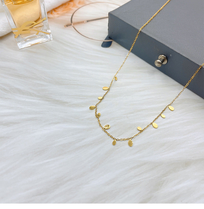 Simple Style Round Square Water Droplets Titanium Steel Plating Necklace