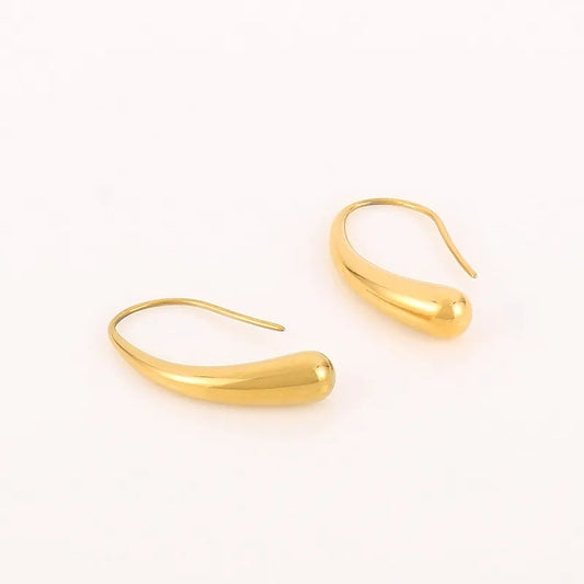 Streetwear Waterdrop 18K Gold Plated Stainless Steel Simple Style Earrings