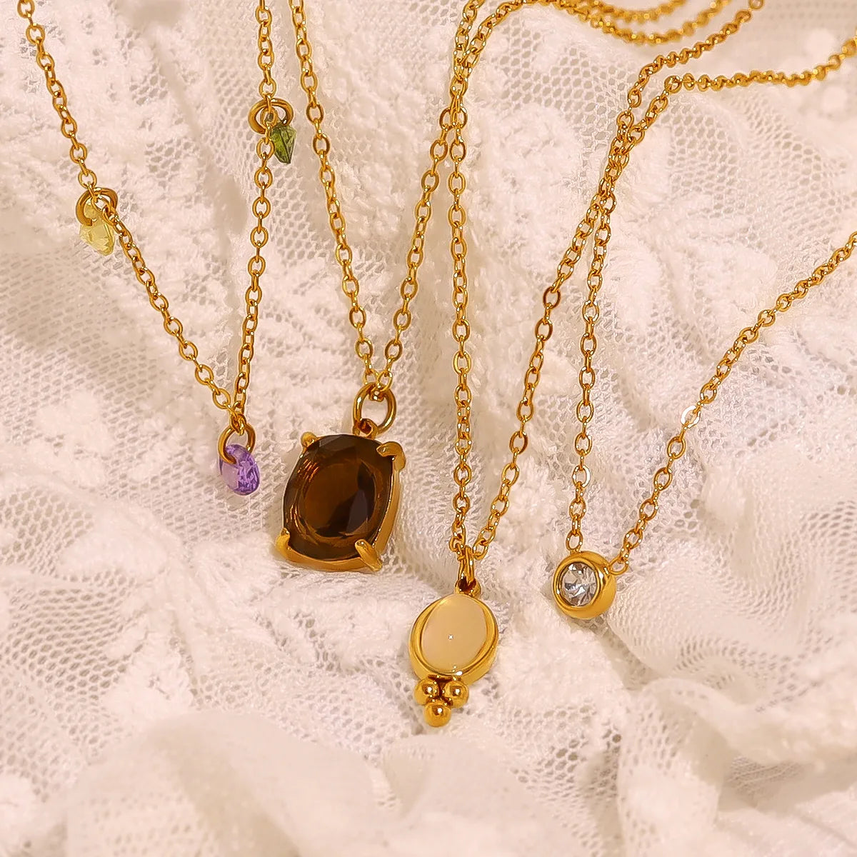 Pretty Worlds 18K Gold Plated 304 Stainless Steel Necklaces