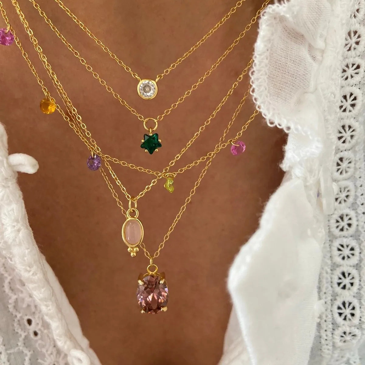 Pretty Worlds 18K Gold Plated 304 Stainless Steel Necklaces