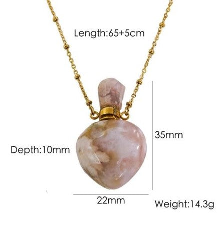 304 Stainless Steel natural stone 14K Gold Plated Natural Stone Pendant Necklace