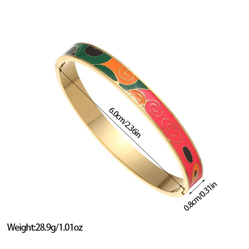 Stain Glass Oil-Dropping Flower Titanium Steel Bracelet Stainless Steel Enamel Bracelet