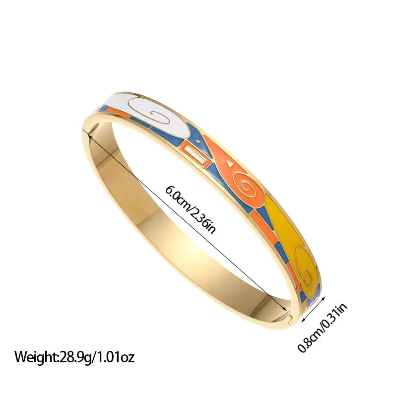 Stain Glass Oil-Dropping Flower Titanium Steel Bracelet Stainless Steel Enamel Bracelet