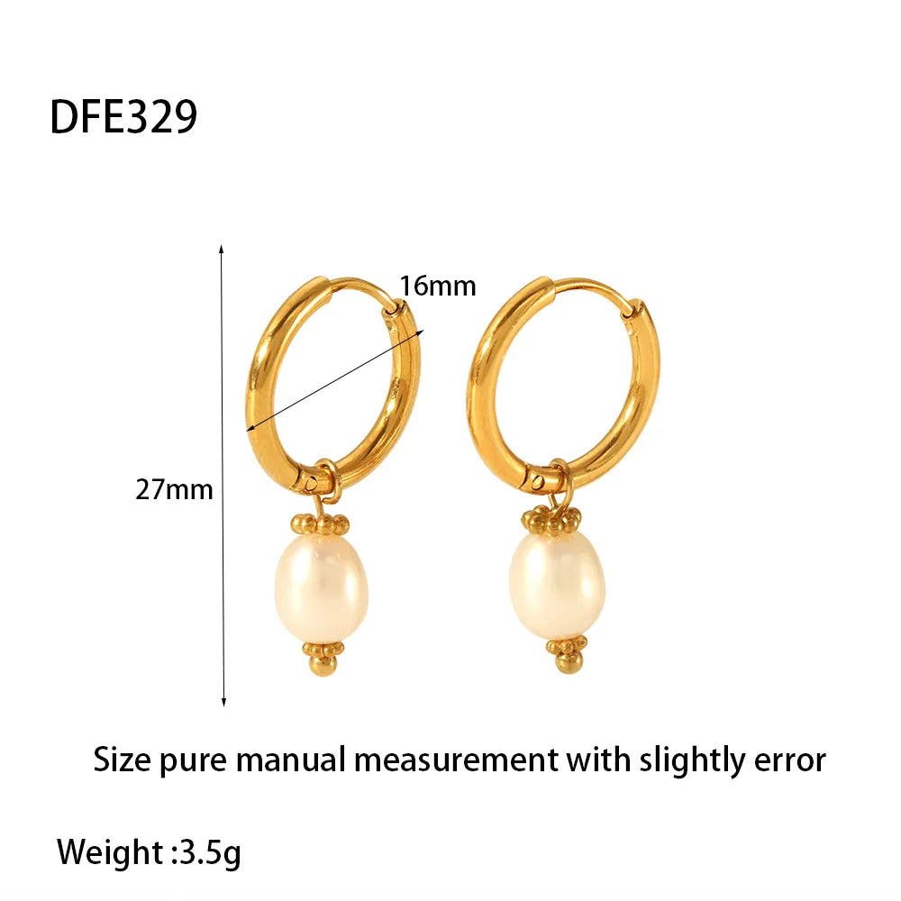 Freshwater Pearl Tassel 18K Gold Plated Stainless Steel Jewelry Set