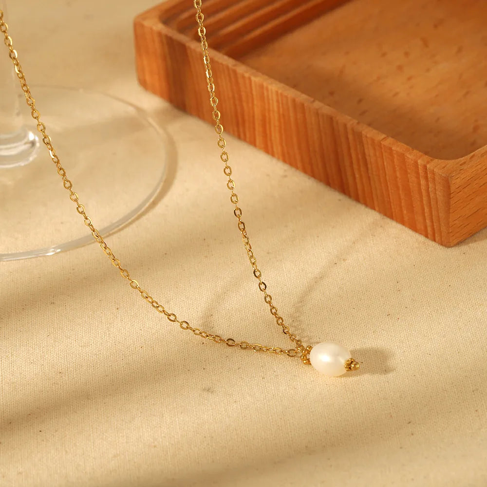 Freshwater Pearl Tassel 18K Gold Plated Stainless Steel Jewelry Set