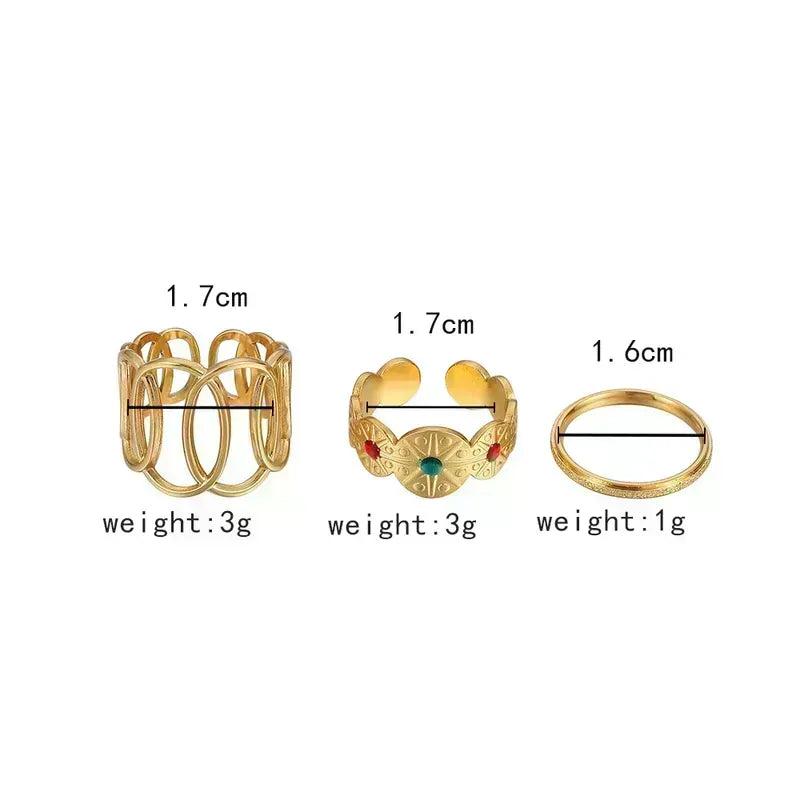 3 Piece Stainless Steel Plating Open Rings