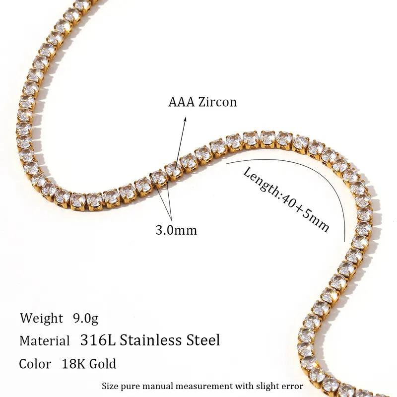 Simple style geometric stainless steel plating zircon gold plated necklace