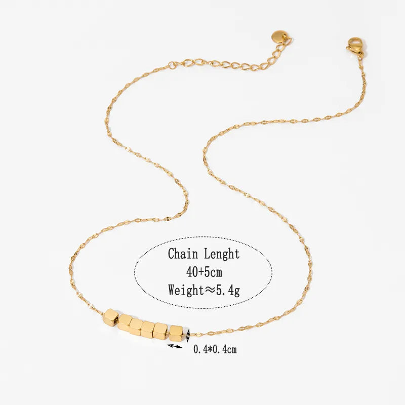 Heart Pendant and Square Charm 18K Gold Plated and 304 Stainless Steel Necklace